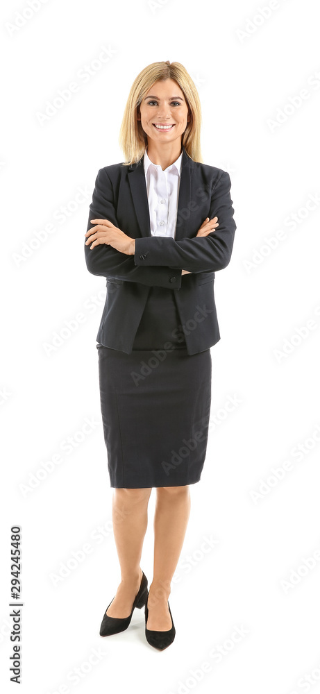 Beautiful stylish businesswoman on white background Beautiful stylish businesswoman on white background