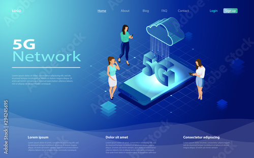 5g network technology in isometric vector illustration.