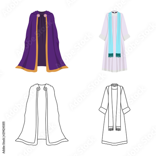 Vector design of material and clothing logo. Collection of material and garment vector icon for stock.