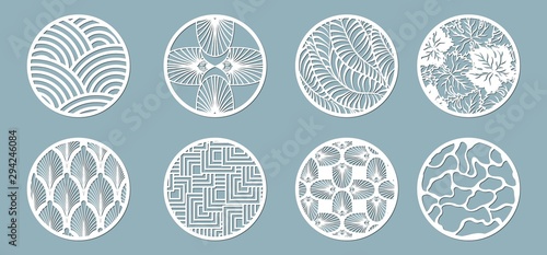 panel for registration of the decorative surfaces. Abstract circles, balls. Vector illustration of a laser cutting. Plotter cutting and screen printing. photo