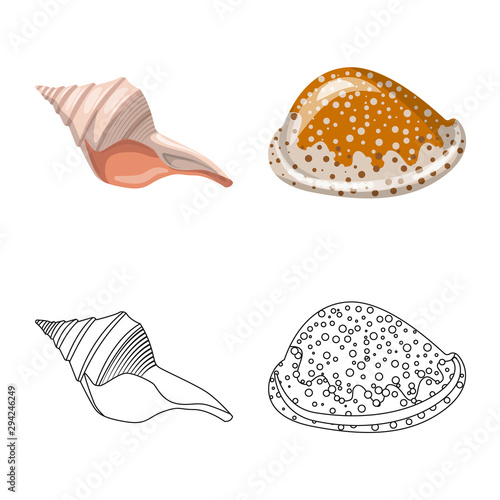 Vector illustration of animal and decoration symbol. Set of animal and ocean stock vector illustration. © Svitlana
