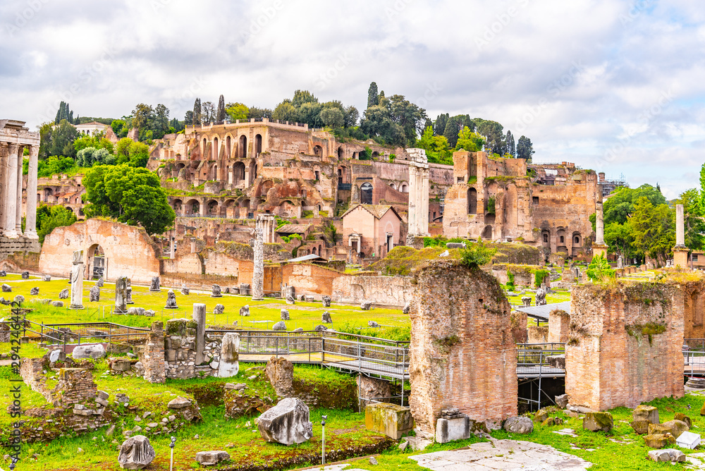 Ancient Roman Forum panoramic view, Rome, Italy