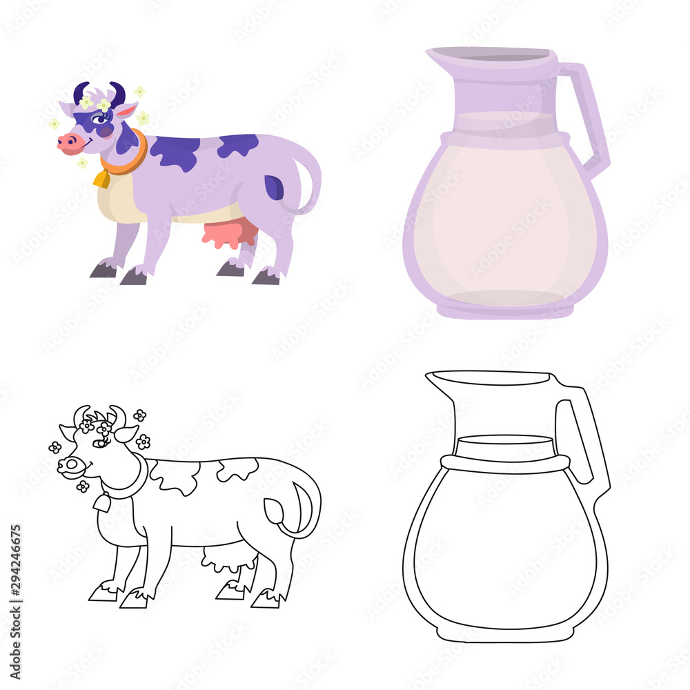 Vector illustration of creamy and product icon. Set of creamy and farm stock symbol for web. Vector illustration of creamy and product icon. Set of creamy and farm stock symbol for web.