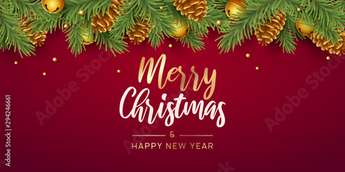 Merry Christmas and happy new year background. Vector illustration with Christmas elements