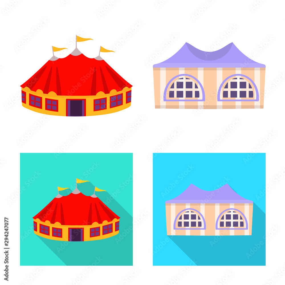 Isolated object of roof and folding sign. Set of roof and architecture stock vector illustration.