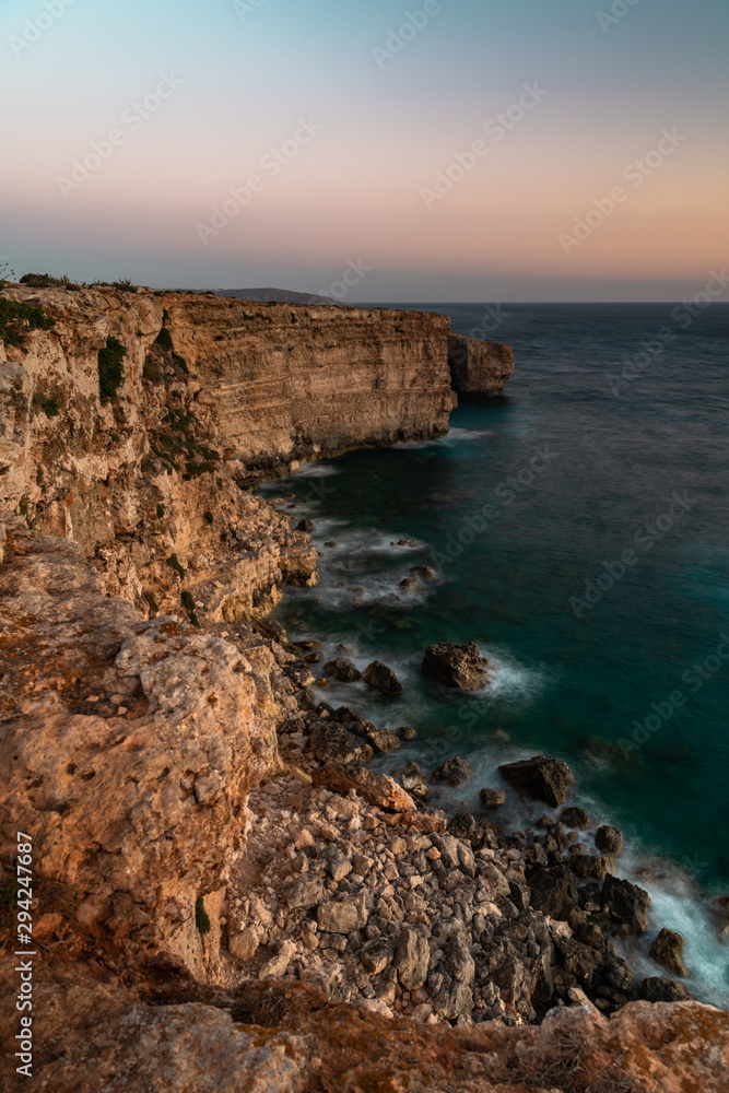 At the cliffs of Mellieha during sunrise