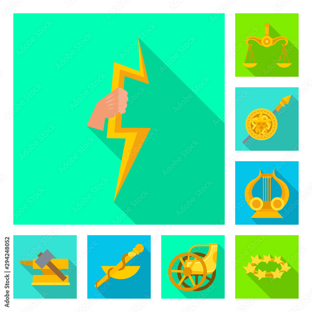 Isolated object of deity and antique icon. Collection of deity and myths vector icon for stock.