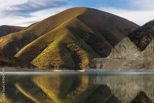 Beautiful mountain lake Kezenoy Am or Kezenoyam in Chechen republik in Russia