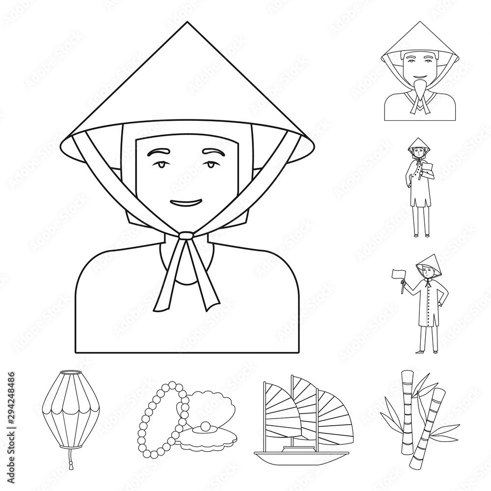 Naklejka premium Isolated object of traditional and travel sign. Collection of traditional and landmark stock vector illustration.