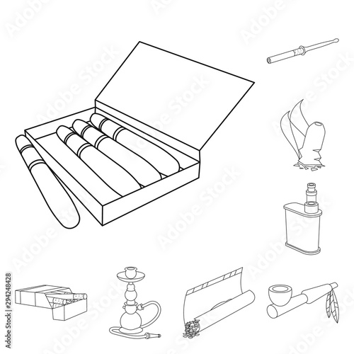 Vector illustration of equipment and smoking icon. Collection of equipment and smoker stock symbol for web.