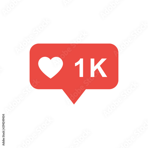 1k likes icon isolated on white background. Vector illustration.
