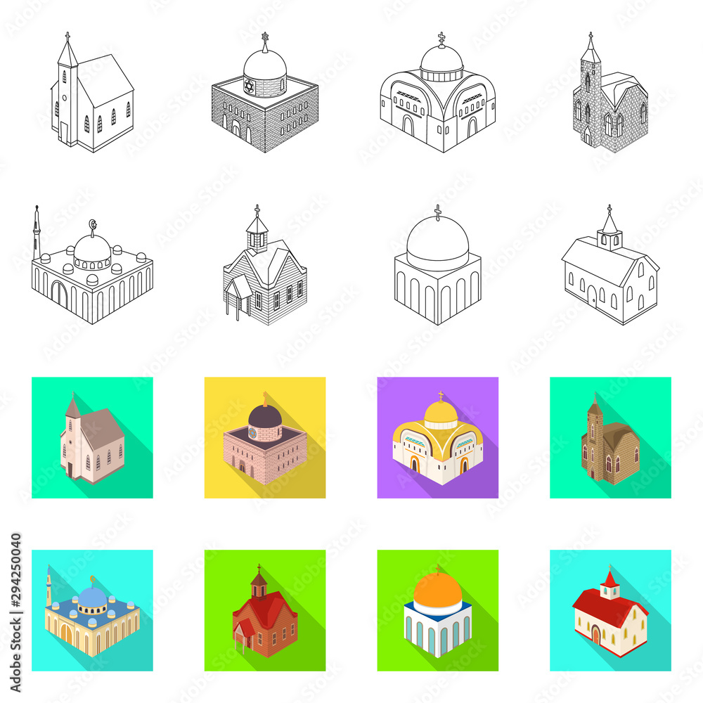 Vector illustration of temple and historic icon. Collection of temple and faith stock vector illustration. Vector illustration of temple and historic icon. Collection of temple and faith stock vector illustration.