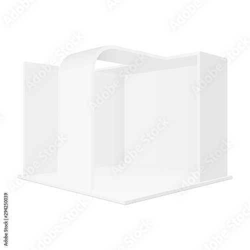 Blank trade show exhibition booth mockup - side view. Vector illustration