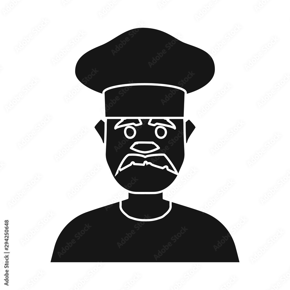 Vector illustration of hat and cook icon. Collection of hat and man stock symbol for web.