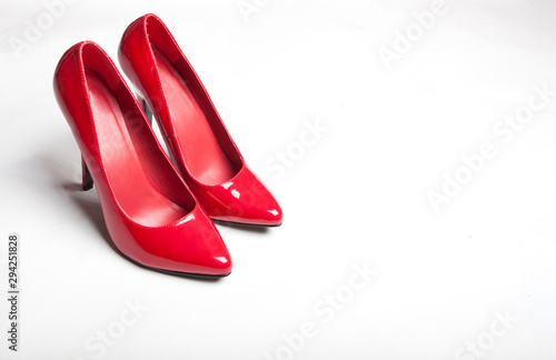 Red High Heel Stilleto Shoes isolated on white