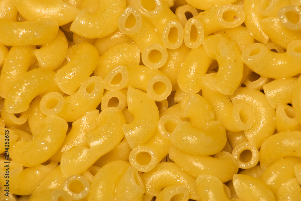Cooked pasta with bright highlights Cooked pasta with bright highlights
