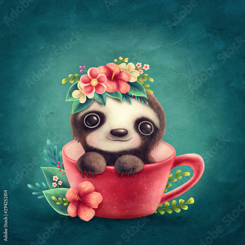 Fototapeta Naklejka Na Ścianę i Meble -  Illustration of a cute Sloth