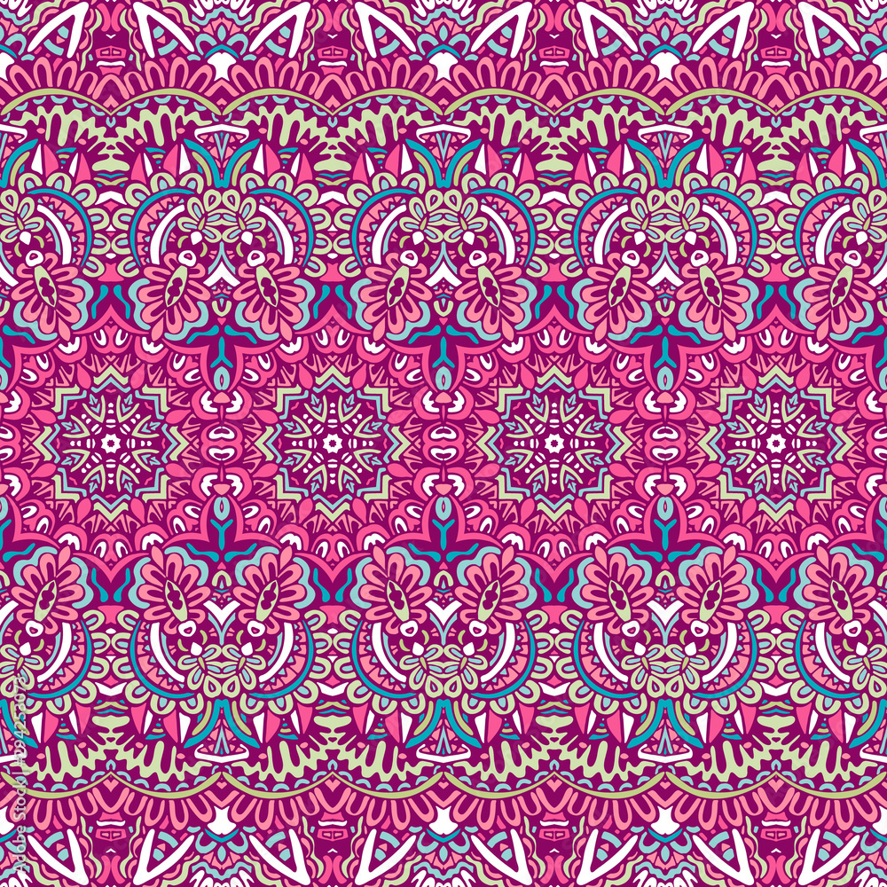 Abstract festive colorful floral ethnic tribal pattern