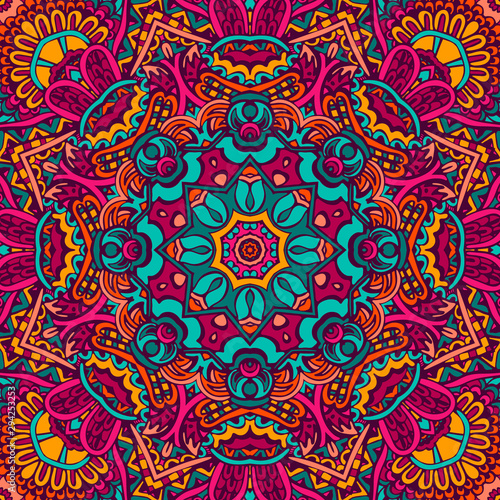 Kaleidoscopic psychedelic design mandala medallion doodle pattern