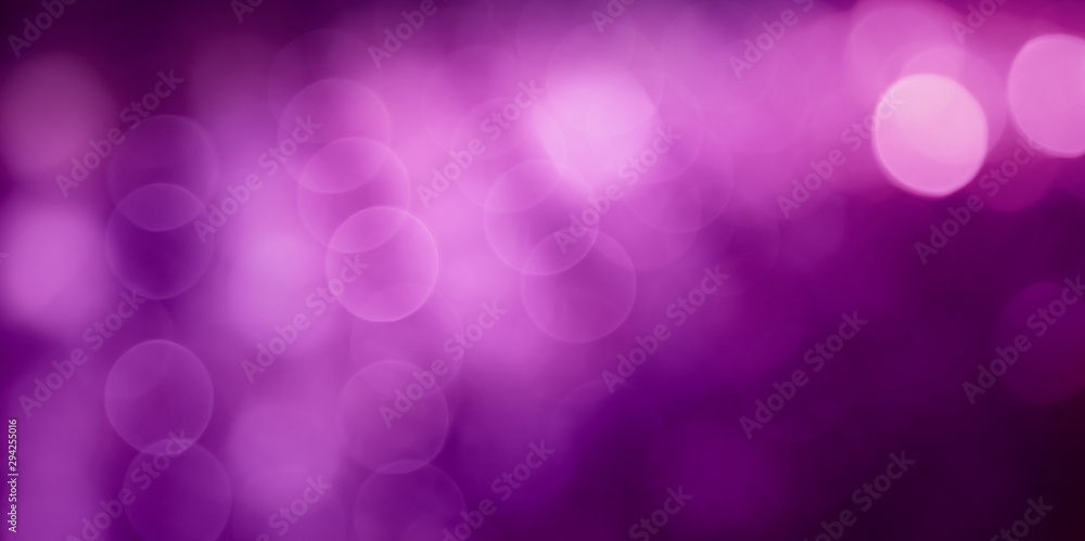 Panoramic Abstract Beautiful Purple Background with bokeh lights.