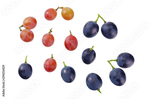 grapes berries isolated on white background. top view