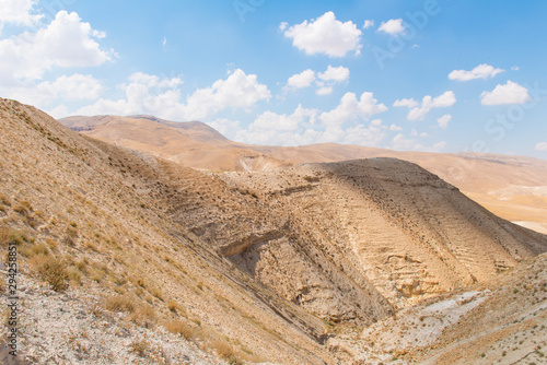 Dry desert mountain landscape with no trees in Palestine