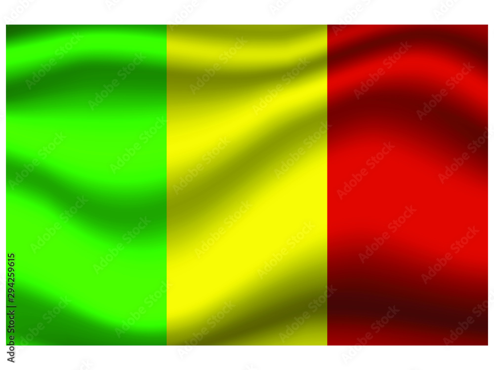 Obraz premium Mali national flag, isolated on background. original colors and proportion. Vector illustration symbol and element, for travel and business from countries set