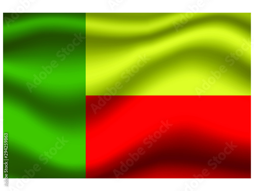 Benin national flag, isolated on background. original colors and proportion. Vector illustration symbol and element, for travel and business from countries set