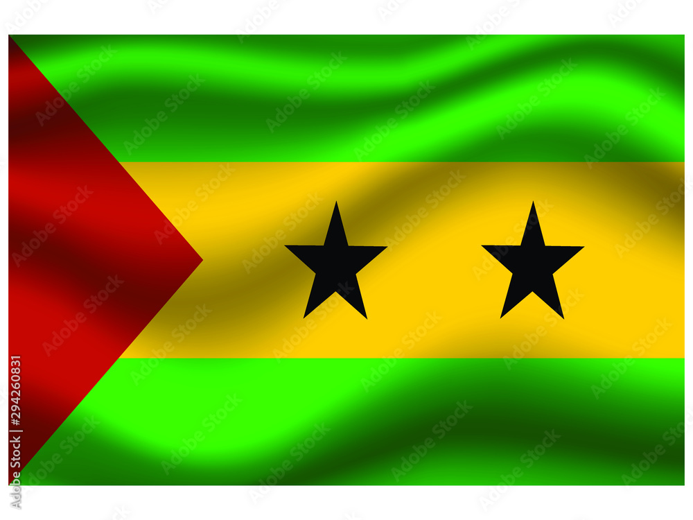 Sao Tome and Principe national flag, isolated on background. original colors and proportion. Vector illustration symbol and element, for travel and business from countries set Sao Tome and Principe national flag, isolated on background. original colors and proportion. Vector illustration symbol and element, for travel and business from countries set