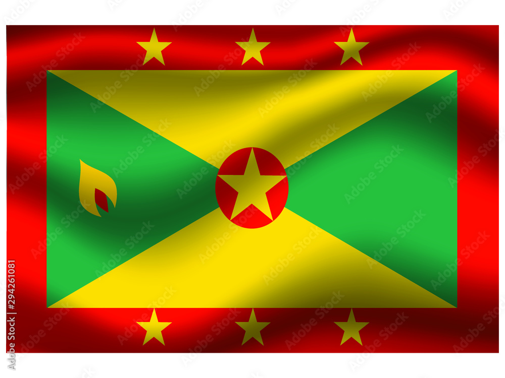 Grenada national flag, isolated on background. original colors and proportion. Vector illustration symbol and element, for travel and business from countries set