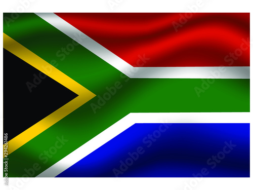 South Africa national flag, isolated on background. original colors and proportion. Vector illustration symbol and element, for travel and business from countries set