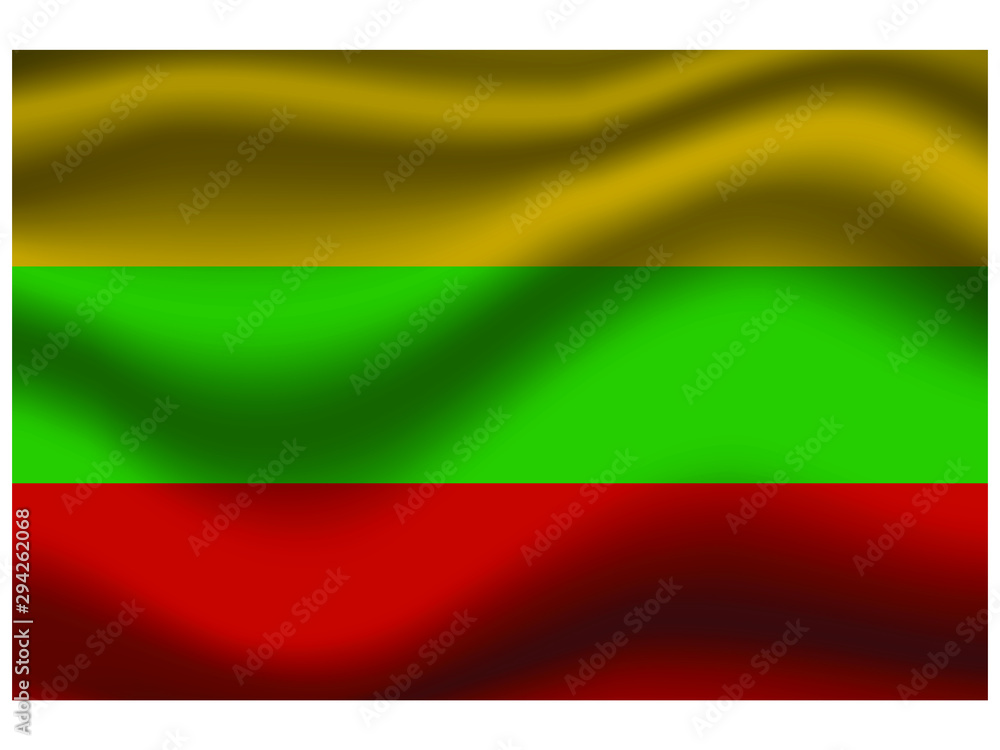 Naklejka premium Lithuania national flag, isolated on background. original colors and proportion. Vector illustration symbol and element, for travel and business from countries set
