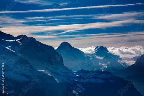 Three famous Swiss mountain peaks, Eiger, Mönch and Jungfrau © Peter Hofstetter
