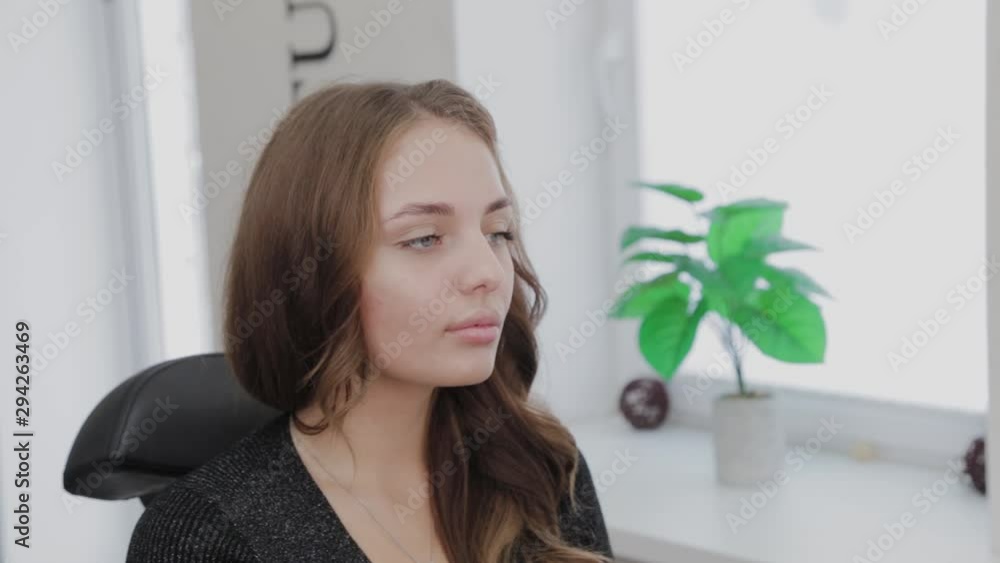 Young girl in a beauty salon is waiting for a procedure. Young girl in a beauty salon is waiting for a procedure.