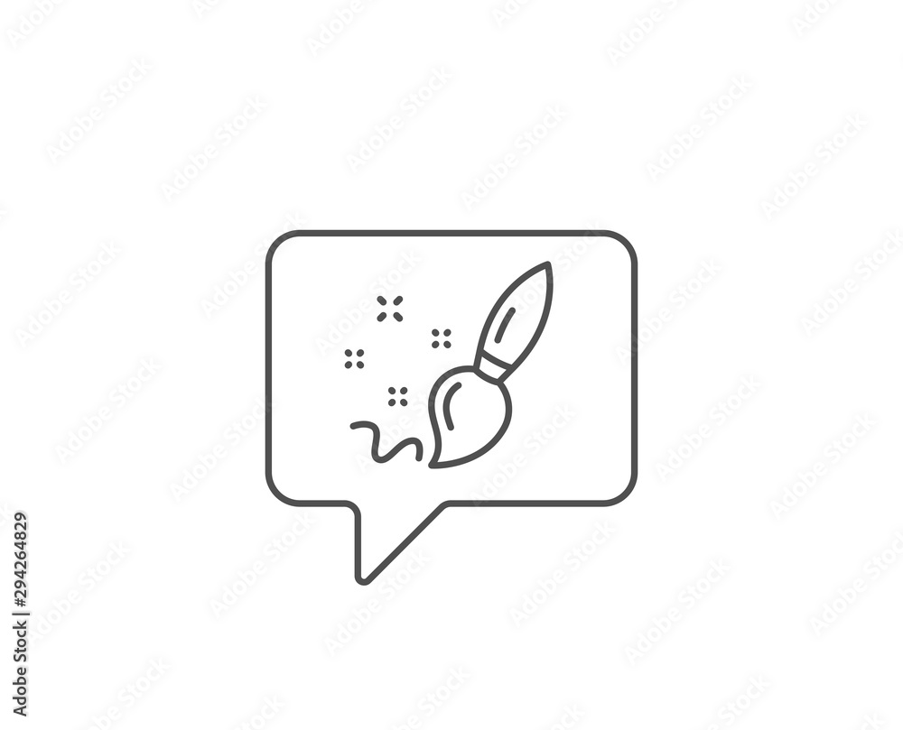 Paint brush line icon. Chat bubble design. Creativity sign. Graphic art symbol. Outline concept. Thin line paint brush icon. Vector Paint brush line icon. Chat bubble design. Creativity sign. Graphic art symbol. Outline concept. Thin line paint brush icon. Vector