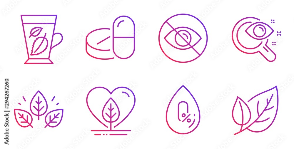 No alcohol, Organic tested and Vision test line icons set. Not looking, Mint leaves and Local grown signs. Medical drugs, Leaf symbols. Mineral oil, Bio ingredients. Healthcare set. Vector No alcohol, Organic tested and Vision test line icons set. Not looking, Mint leaves and Local grown signs. Medical drugs, Leaf symbols. Mineral oil, Bio ingredients. Healthcare set. Vector