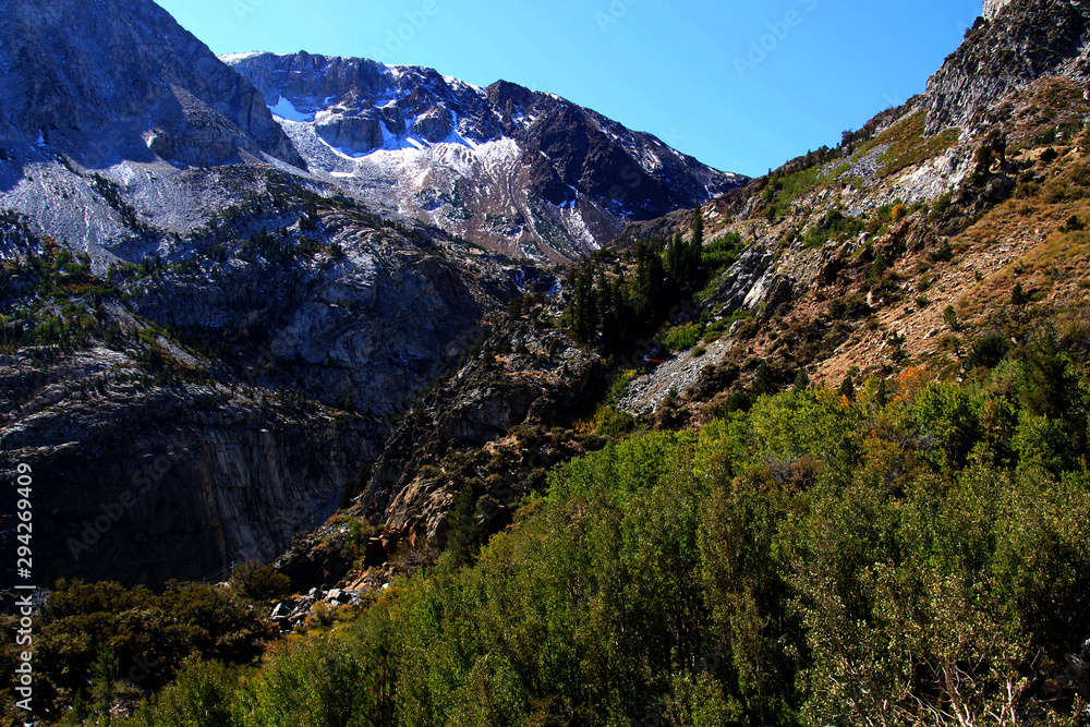 Early snow on the Yosemite National Park mountain tops