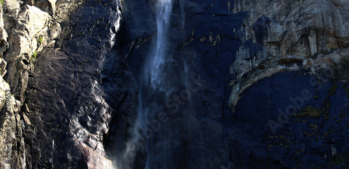 Close up of Bridalveil Fall in the fall with less water flowing over the top