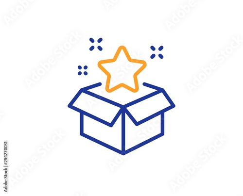 Bonus points. Loyalty program line icon. Discount box symbol. Colorful outline concept. Blue and orange thin line loyalty program icon. Vector