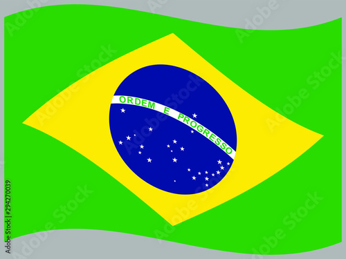 Brazil Waving national flag, isolated on background. original colors and proportion. Vector illustration symbol and element, for travel and business from countries set