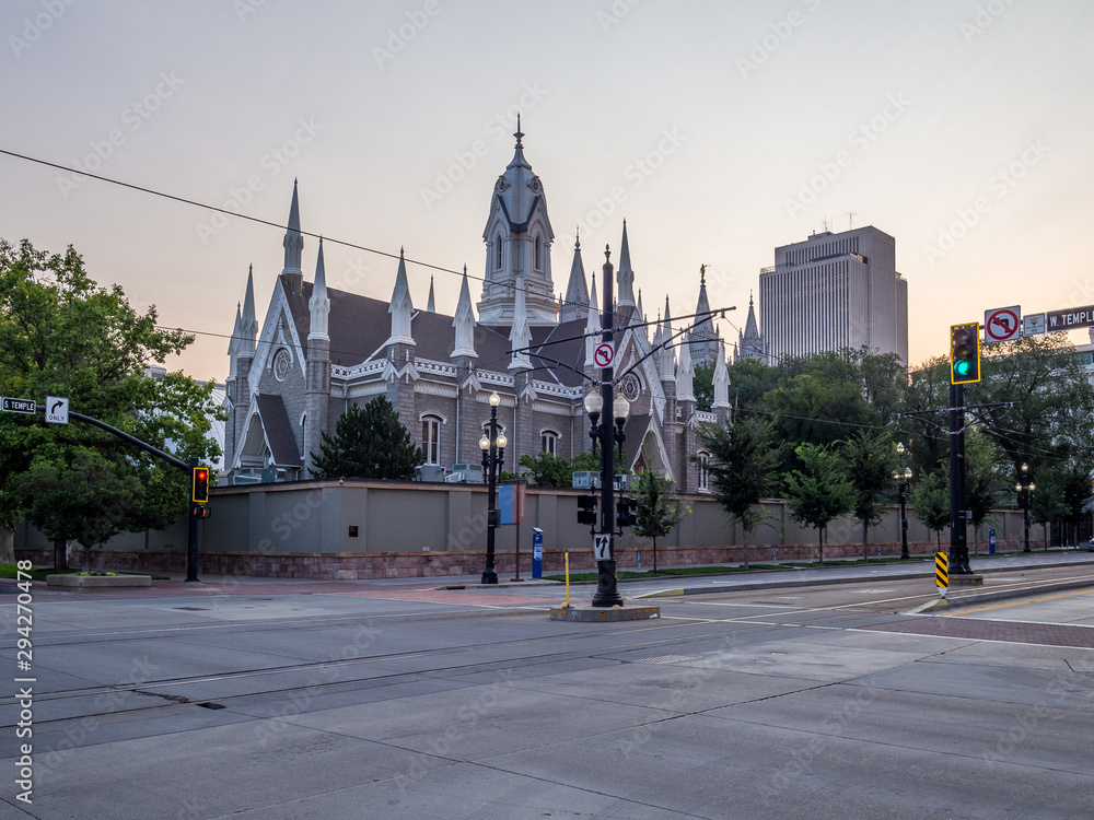 Obraz premium Early morning in Salt Lake City Downtown