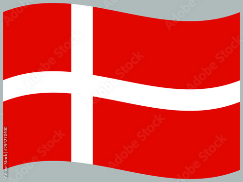 Denmark Waving national flag, isolated on background. original colors and proportion. Vector illustration symbol and element, for travel and business from countries set