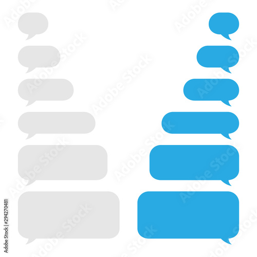 Set of blue and gray message bubbles design template for messenger chat. Vector Illustrations.