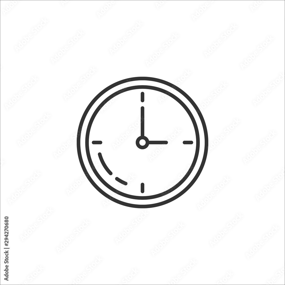 Gray line icon of clock on white background. Vector illustration. Gray line icon of clock on white background. Vector illustration.