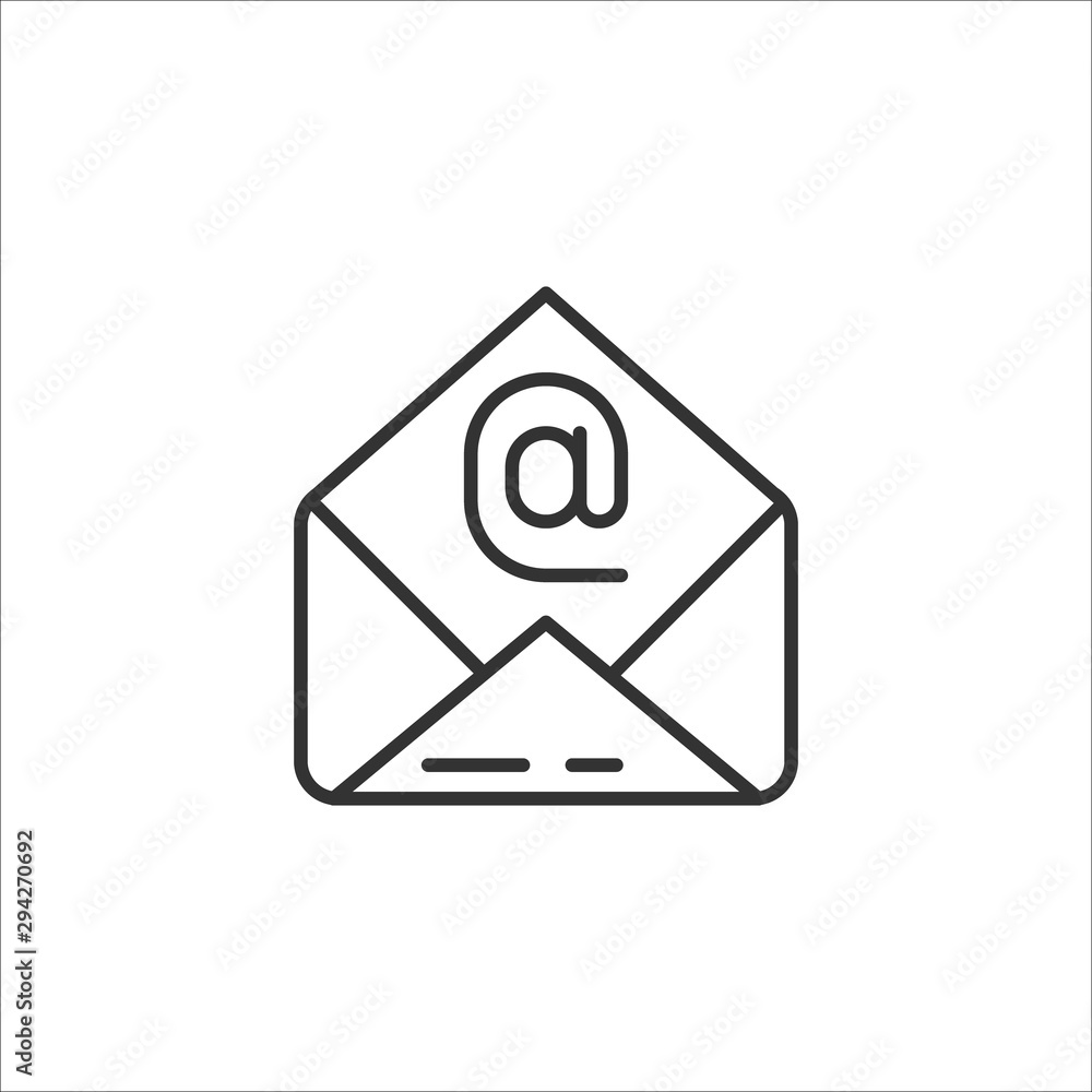 Gray line icon of email on white background. Vector illustration. Gray line icon of email on white background. Vector illustration.