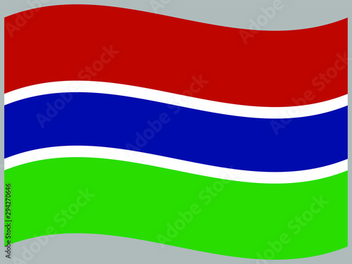 Gambia Waving national flag  isolated on background. original colors and proportion. Vector illustration symbol and element  for travel and business from countries set