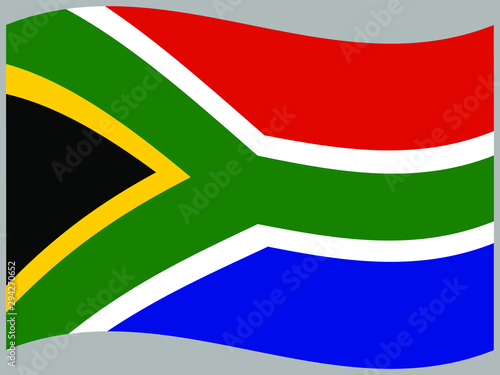 South Africa Waving national flag, isolated on background. original colors and proportion. Vector illustration symbol and element, for travel and business from countries set