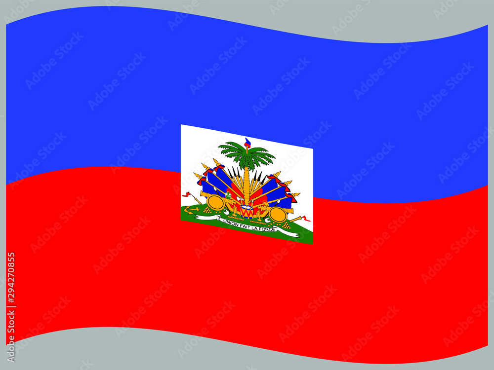 Naklejka premium Haiti Waving national flag, isolated on background. original colors and proportion. Vector illustration symbol and element, for travel and business from countries set