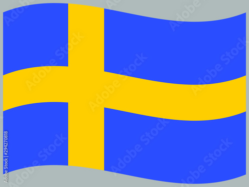 Sweden Waving national flag, isolated on background. original colors and proportion. Vector illustration symbol and element, for travel and business from countries set