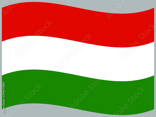 Hungary Waving national flag, isolated on background. original colors and proportion. Vector illustration symbol and element, for travel and business from countries set